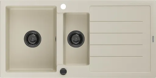MEXEN/S MEXEN/S - Andres granitový drez s odkvapkávačom 1000 x 500 mm, béžová, čierny sifón 6515101510-69-B
