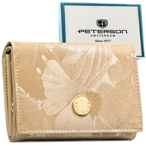 Dámska béžová kožená peňaženka s RFID ochranou a kompaktným dizajnom