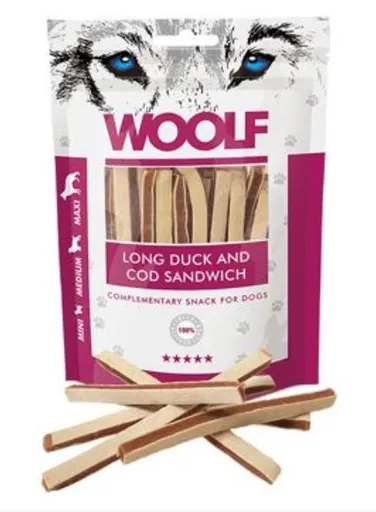 WOOLF soft duck and cod sandwich long 100 g