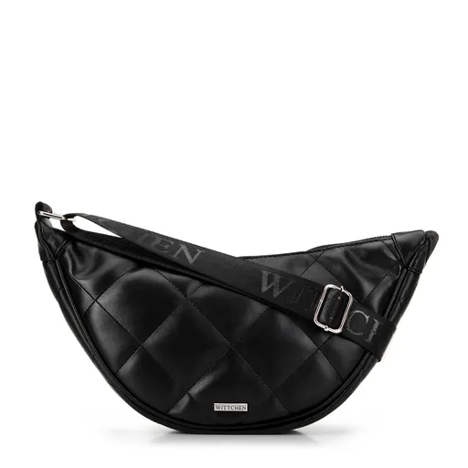 Dámska crossbody v geometrickom prešívaní čierno-strieborná 100-4Y-422-1S