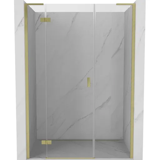MEXEN/S - Mist-H L sprchové dvere krídlové ľavé 140, transparent, zlatá kartáčovaná 8A5L-140-001-55-00-L