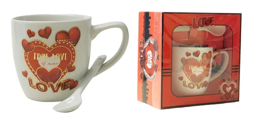 MAKRO - Hrnček s lyžičkou keramický Love