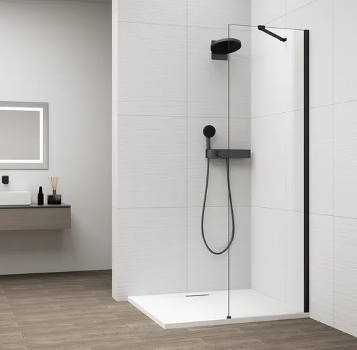 POLYSAN - ESCA BLACK MATT jednodielna sprchová zástena na inštaláciu k stene, sklo číre, 300  ES1030-02