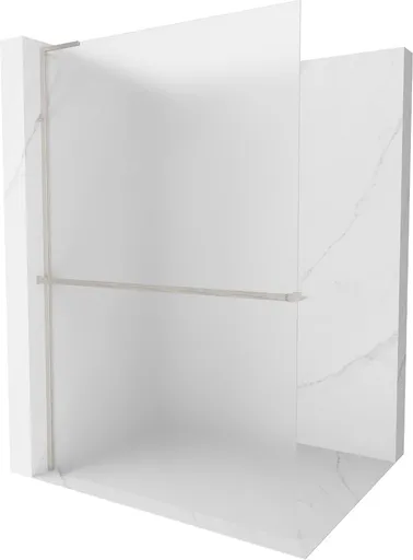 MEXEN/S - Kioto+ L Sprchová zástena WALK-IN s poličkou a držiakom uterákov 120 x 200, dekor, nikel kartáčovaná 800-120-123-97-30