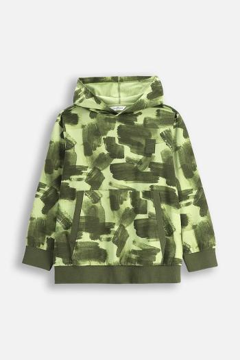 Detská bavlnená mikina Coccodrillo zelená farba, s kapucňou, vzorovaná, EVERYDAY BOY