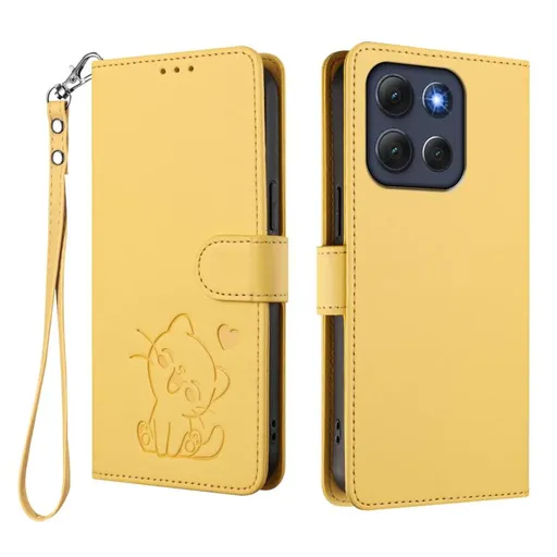 ART CAT Peňaženkový obal s remienkom pre Motorola Moto G86 Power 5G žltý