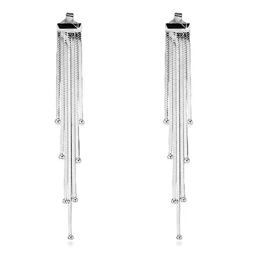 Náušničky zo striebra 925 - spojené strieborné prúty s guličkami