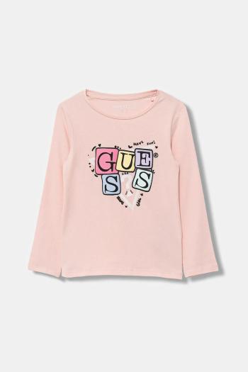 Detské tričko s dlhým rukávom Guess ružová farba, K5YI07 K6YW4