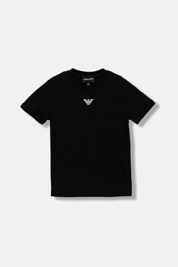 Detské bavlnené tričko Emporio Armani čierna farba, s potlačou, EB000421 AF15013