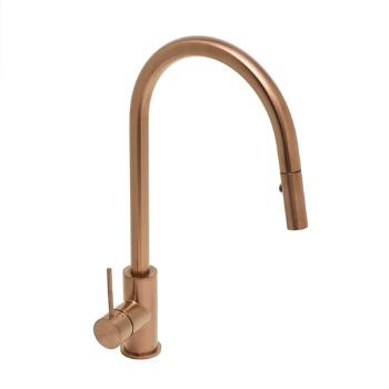 Drezová batéria SAT Aurum s vyťahovacou spŕškou, 2 prúdy brúsená rose gold SATBAUR286BRG