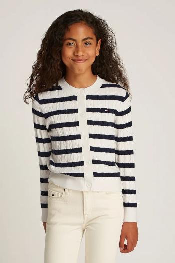 Detský sveter Tommy Hilfiger biela farba, KG0KG08282