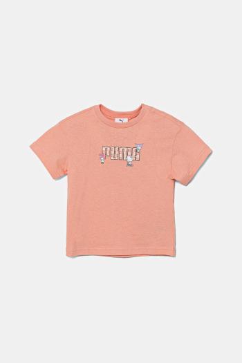 Detské bavlnené tričko Puma HELLO KITTY & FRIENDS Relaxed Graphic Tee oranžová farba, 630062