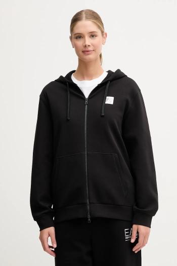 Mikina EA7 Emporio Armani čierna farba, s kapucňou, s nášivkou, AF12116.7X000250