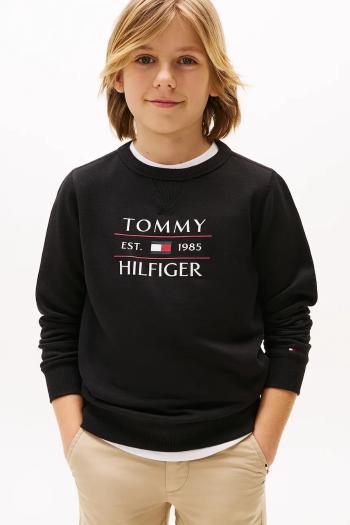 Detská mikina Tommy Hilfiger čierna farba, s potlačou, KB0KB09569