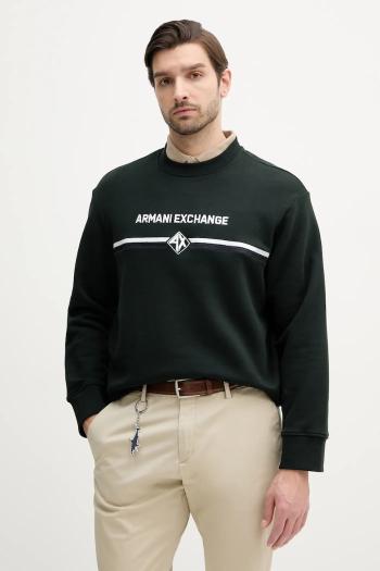 Bavlnená mikina Armani Exchange pánska, čierna farba, s nášivkou, XM000226 AF12656