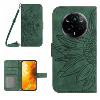 ART SUNFLOWER Peňaženkový obal so šnúrkou pre Realme 14 Pro+ 5G zelený