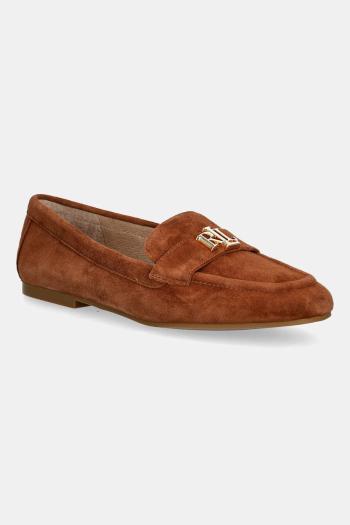 Semišové mokasíny Lauren Ralph Lauren Averi III hnedá farba, na plochom podpätku, 802946809014