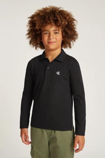 Detské polo tričko Calvin Klein Jeans čierna farba, jednofarebné, IB0IB02421