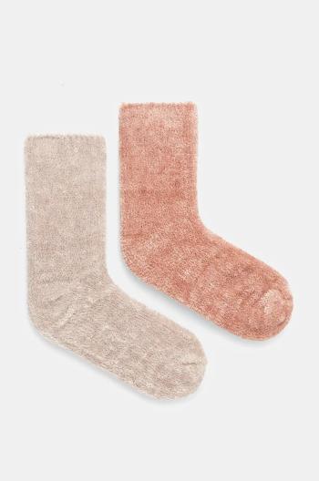 Ponožky Juicy Couture FELICIA COSY SOCK 2 PACK 2-pak dámske, béžová farba, JCAXS224715