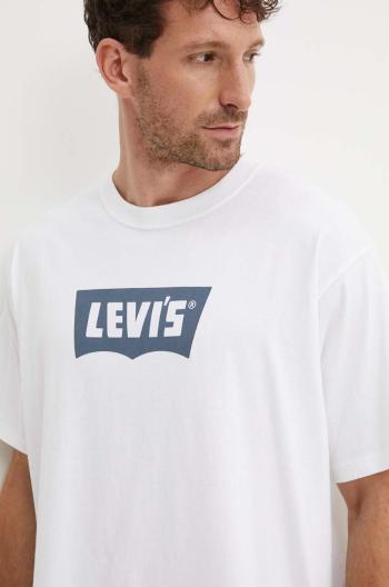 Bavlnené tričko Levi's pánske, biela farba, s potlačou, 000RY