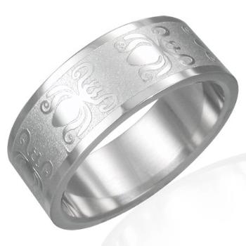 Prsteň z ocele 316L s lesklo-matným povrchom - motív chrobákov, 8 mm - Veľkosť: 67 mm