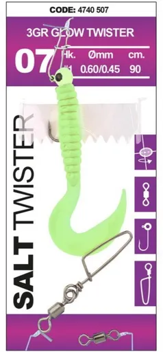 Spro náväzec na tresky salt twister glow 90 cm - háčik 1 hmotnosť 3 g