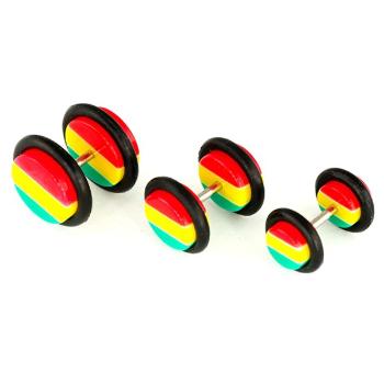 Falošný plug do ucha - motív RASTA - Veľkosť hlavičky: 8 mm