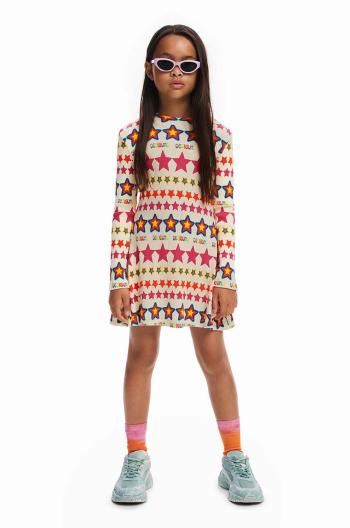 Dievčenské šaty Desigual ružová farba, mini, áčkový strih, 24WGVK04