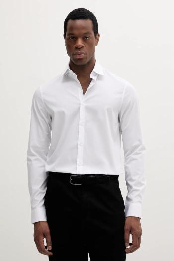 Košeľa Calvin Klein biela farba, slim, s klasickým golierom, LV019EU000