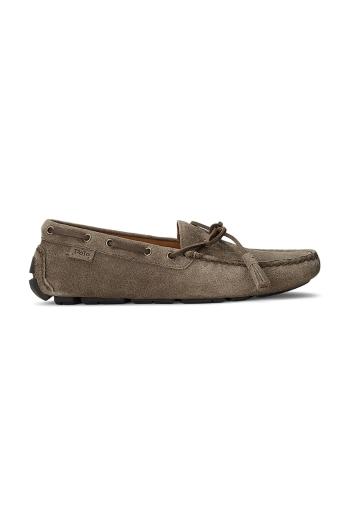 Semišové mokasíny Polo Ralph Lauren Anders Tie pánske, hnedá farba, 803916580001