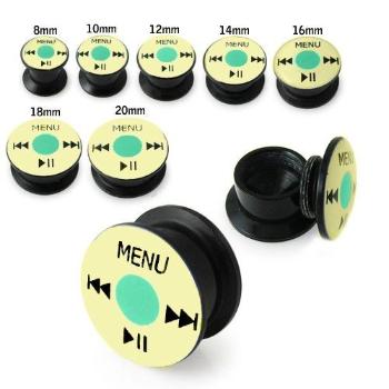 Čierny plug s motívom iPod, skrutkovací - Hrúbka: 12 mm