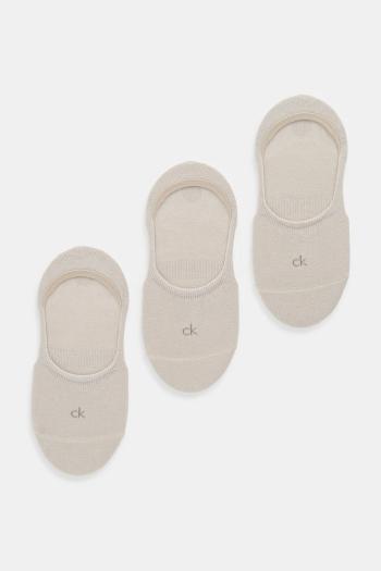 Členkové ponožky Calvin Klein 3-pak béžová farba, 701234370