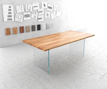 Jedálenský stôl Edge 200x100 akáciové prírodné sklo Swiss edge