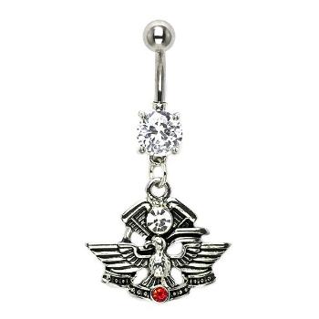 Piercing do pupku orlica so zirkónmi
