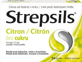 STREPSILS pastilky bez cukru citrón 24 pastiliek