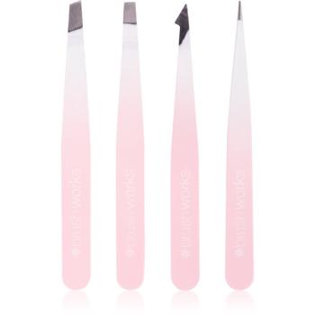 Brushworks The Complete sada pinziet na obočie White & Pink