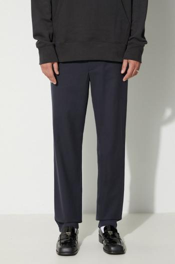 Nohavice s prímesou vlny Norse Projects Ezra Relaxed Cotton Wool Twill tmavomodrá farba, strih chinos, N25-0391-7004