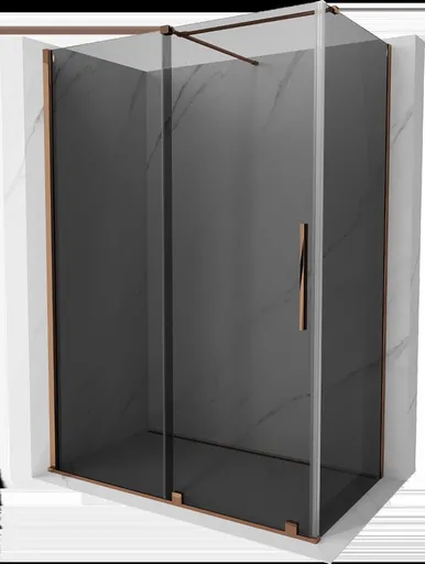 MEXEN/S - Velár sprchovací kút, posuvné dvere 150 x 70, grafit, ružové zlato 871-150-070-41-60