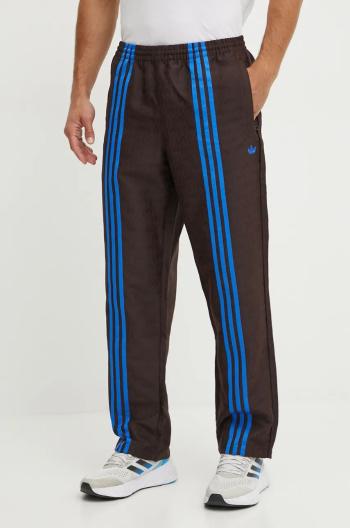 Nohavice adidas Originals Club TrackPant pánske, hnedá farba, vzorované, JN5970