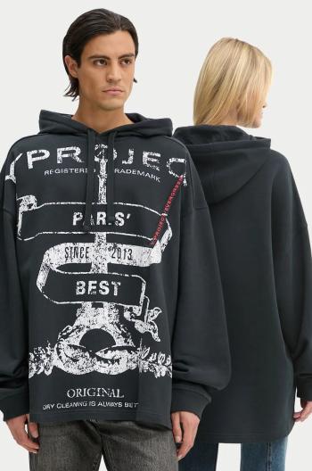 Bavlnená mikina Y/Project EVERGREEN PARIS' BEST PINCHED HOODIE čierna farba, s kapucňou, s potlačou, 204SH002