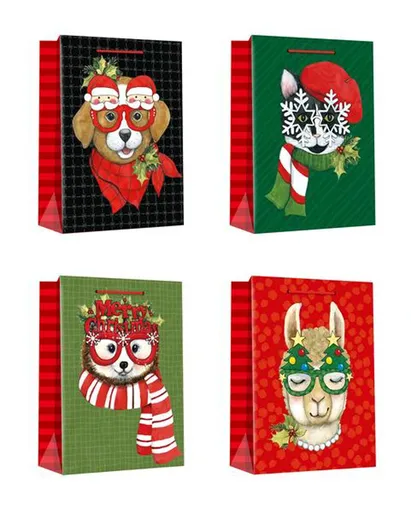 Papierová vianočná darčeková taška TORO 44x30x12cm MIX zvieratko