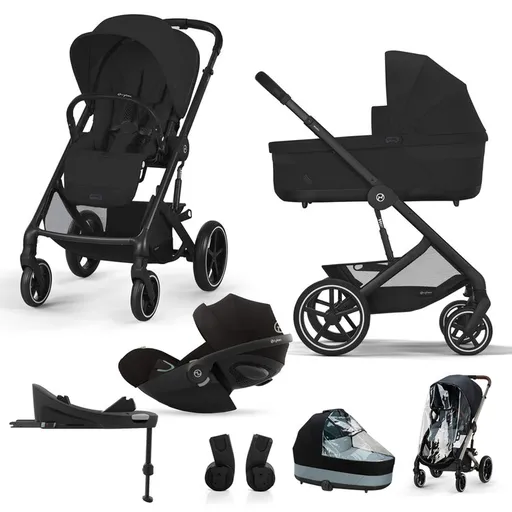 CYBEX SET Kočík 4v1 Balios S Lux Black Moon Black Gold 2024 s autosedačkou a doplnkami