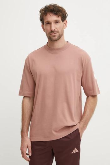 Bavlnené tričko adidas Essentials pánske, oranžová farba, s potlačou, JF3620