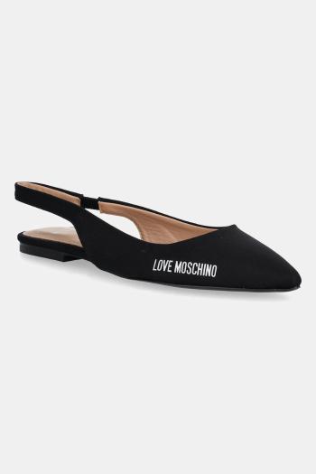 Baleríny Love Moschino čierna farba, s otvorenou pätou, JA11021G1NIM0000
