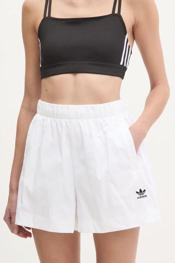 Šortky adidas Originals Essential dámske, biela farba, jednofarebné, stredne vysoký pás, JD1510