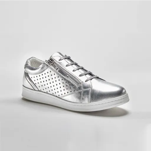 Kožené perforované tenisky so zipsom