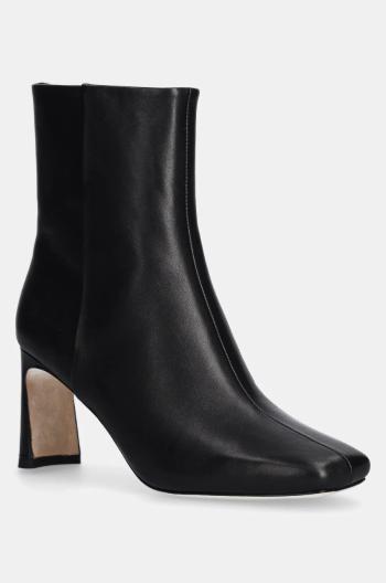 Kožené členkové topánky Marciano Guess BOOTIE EMBELLISHMENT dámske, čierna farba, na podpätku, 4BGZ27 7103A