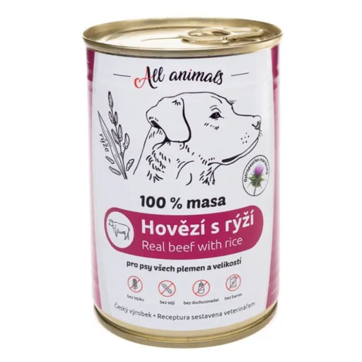ALL ANIMALS konzerva hovädzie mleté s ryžou pre psov 400 g