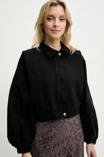 Rifľová bunda Answear.LAB čierna farba, prechodná