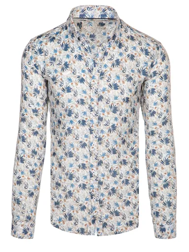 Košeľa pánska biela s kvetmi Dstreet DX2634